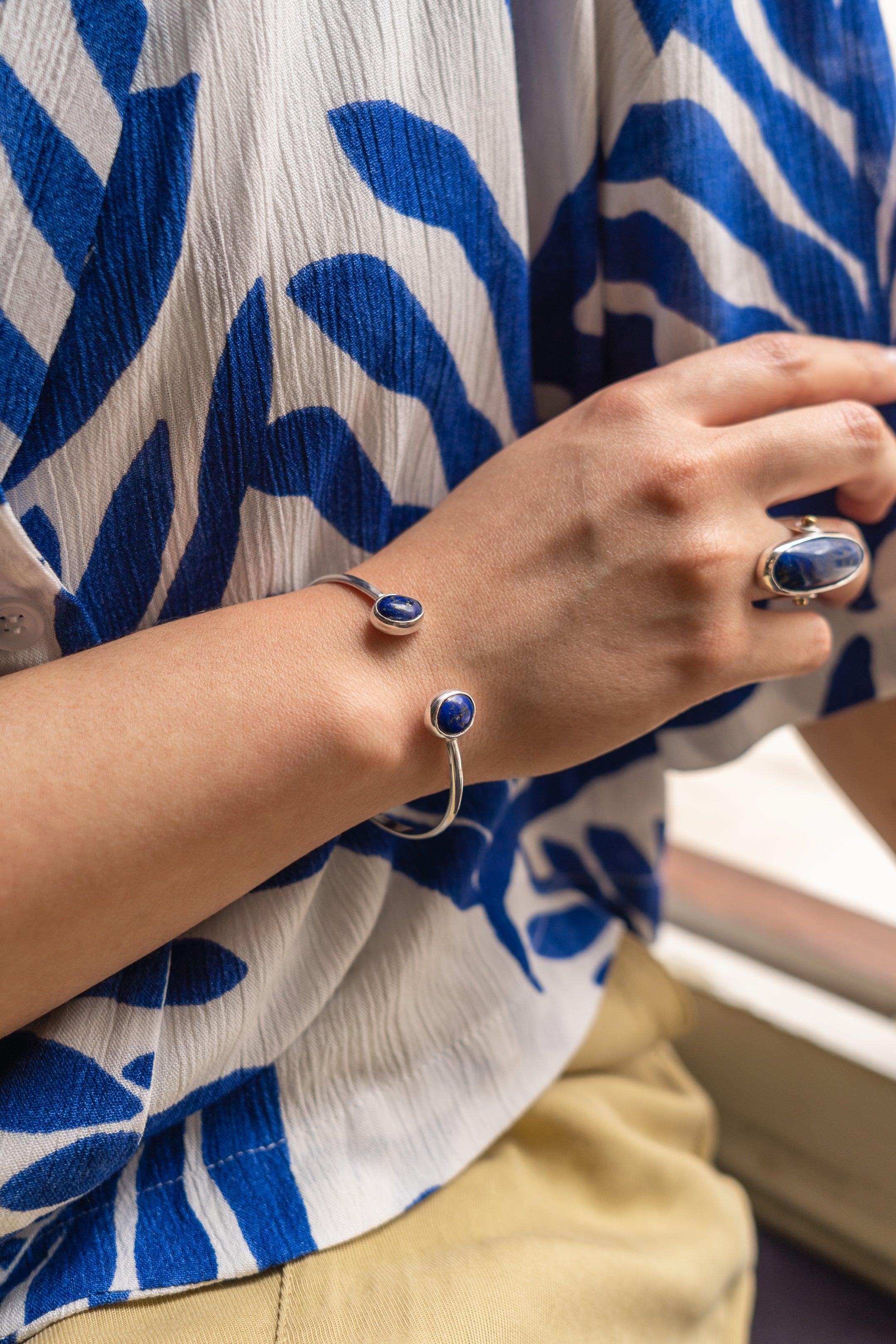 Ren Jewelry - Handcrafted silver 925 - Lapis Lazuli Cuff Bracelet